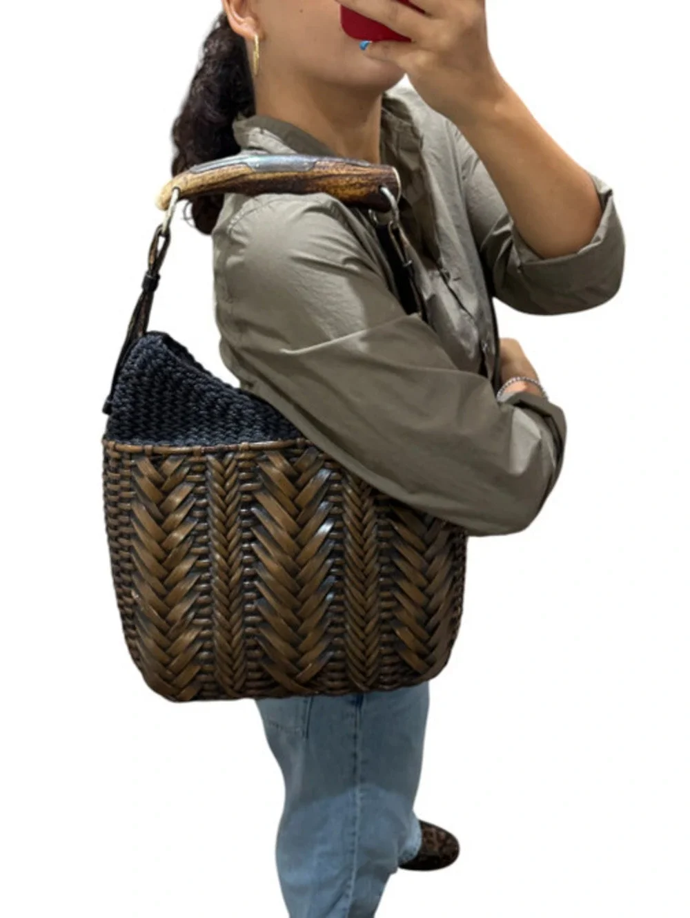 Yves Saint Laurent Wicker Mombasa Shoulder Bag